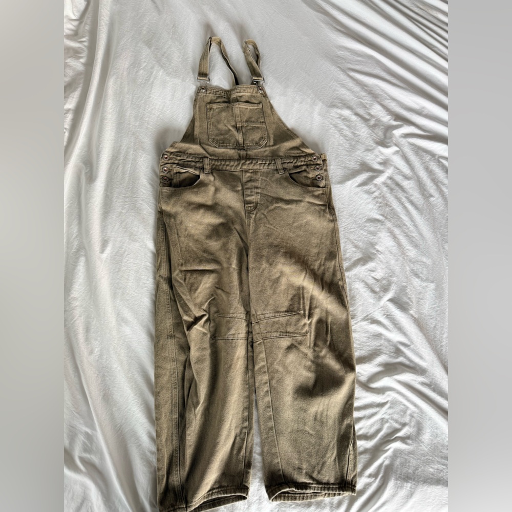 Amazon Women's green/tan barrel Jeans Overalls